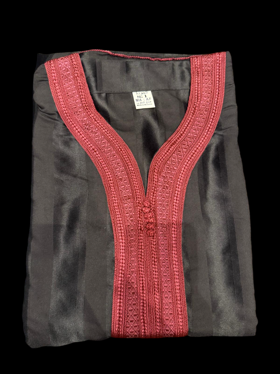 Black & Maroon Moroccan Thobe